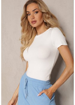 Biały Elastyczny T-shirt z Bawełny Larenimes ze sklepu renee.pl w kategorii Bluzki damskie - zdjęcie 179886009
