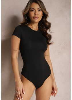 Czarne Casualowe Body Dopasowane z Krótkim Rękawem Asintera ze sklepu renee.pl w kategorii Body damskie - zdjęcie 179886056