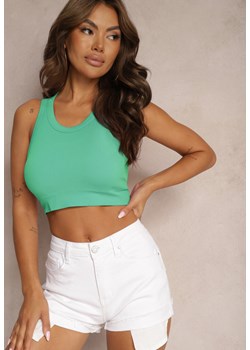 Zielony Tank Top z Prążkowanego Materiału z Wyjmowanymi Miseczkami Faviana ze sklepu renee.pl w kategorii Bluzki damskie - zdjęcie 179887818