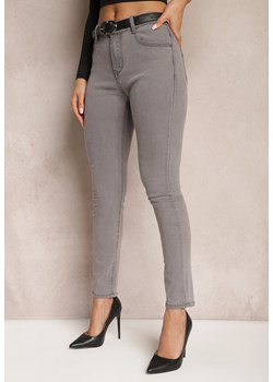 Szare Jeansy High Waist o Fasonie Regular Hildelitha ze sklepu renee.pl w kategorii Jeansy damskie - zdjęcie 179889357