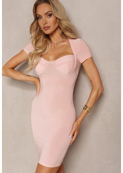 Różowa Sukienka Bodycon z Usztywnionym Serduszkowym Dekoltem Asinela ze sklepu renee.pl w kategorii Sukienki - zdjęcie 179900979