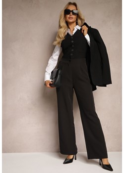 Czarne Spodnie Garniturowe High Waist z Kieszeniami Denera ze sklepu renee.pl w kategorii Spodnie damskie - zdjęcie 179901079