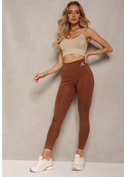 Brązowe Legginsy High Waist z Gumką w Pasie Cloen - id: WDK-4670-54-BROWN - marki Renee - 179903069 Brązowe Legginsy High Waist z Gumką w Pasie Cloen ze sklepu renee.pl w kategorii Spodnie damskie - zdjęcie 179903069