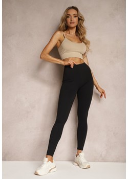 Czarne Legginsy High Waist z Gumką w Talii Ovolia ze sklepu renee.pl w kategorii Spodnie damskie - zdjęcie 179907277