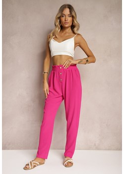 Fuksjowe Spodnie Typu Paper Bag High Waist z Gumką w Talii Salvavia ze sklepu renee.pl w kategorii Spodnie damskie - zdjęcie 179913097