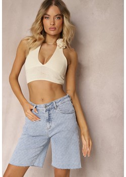 Jasnoniebieskie Jeansowe Szorty High Waist Bawełniane Nelaitha ze sklepu renee.pl w kategorii Szorty - zdjęcie 179914285