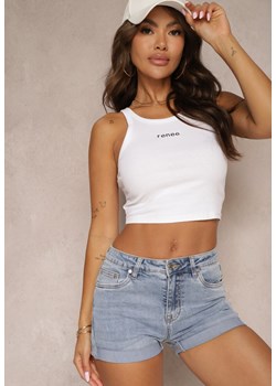 Niebieskie Denimowe Szorty High Waist z Przetarciami Ofilfea ze sklepu renee.pl w kategorii Szorty - zdjęcie 179915808