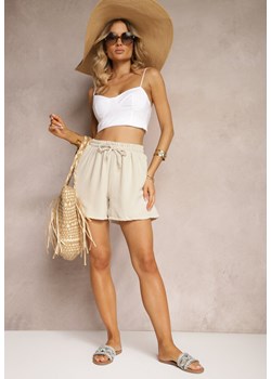 Beżowe Szorty o Luźnym Kroju High Waist z Gumką w Talii Vimallora ze sklepu renee.pl w kategorii Szorty - zdjęcie 179916157