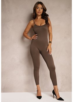 Brązowy Dopasowany Kombinezon Taliowany na Ramiączkach Nevirenes ze sklepu renee.pl w kategorii Kombinezony damskie - zdjęcie 179920859