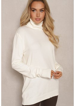 Jasnobeżowy Klasyczny Golf Longsleeve z Dodatkiem Wiskozy Leriona ze sklepu renee.pl w kategorii Swetry damskie - zdjęcie 179921659