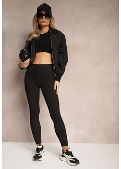 Czarne Prążkowane Legginsy High Waist Irillia ze sklepu renee.pl w kategorii Spodnie damskie - zdjęcie 179921996