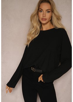 Czarna Bluzka Longsleeve z Prążkowanego Materiału Gigitha ze sklepu renee.pl w kategorii Bluzki damskie - zdjęcie 179923719