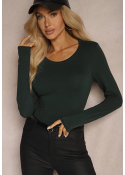Zielona Bluzka Longsleeve z Elastycznej Bawełny Lianthia ze sklepu renee.pl w kategorii Bluzki damskie - zdjęcie 179925247
