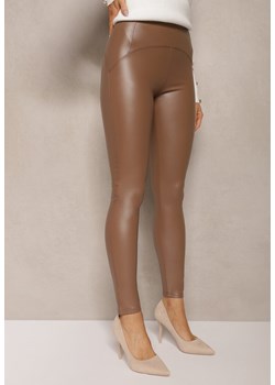 Brązowe Legginsy z Imitacji Skóry High Waist z Polarem Labrinne ze sklepu renee.pl w kategorii Spodnie damskie - zdjęcie 179926839