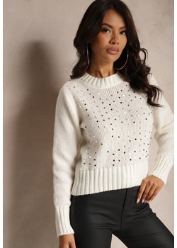 Jasnobeżowy Casualowy Sweter z Bawełną i Cekinami Savintha ze sklepu renee.pl w kategorii Swetry damskie - zdjęcie 179930725