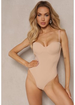 Beżowe Dopasowane Body w Bieliźnianym Stylu na Ramiączka Pinnirae ze sklepu renee.pl w kategorii Body damskie - zdjęcie 179936107