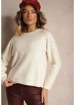 Jasnobeżowy Sweter z Bawełną i Cekinami Ceala ze sklepu renee.pl w kategorii Swetry damskie - zdjęcie 179936956