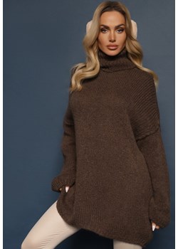Brązowy Golf o Kroju Oversize z Wełną i Moherem Temirali ze sklepu renee.pl w kategorii Swetry damskie - zdjęcie 179939959
