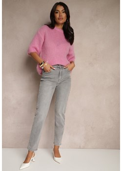 Jasnoszare Bawełniane Jeansy Typu Mom Fit Emviola ze sklepu renee.pl w kategorii Jeansy damskie - zdjęcie 179941819