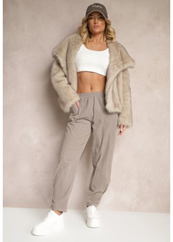 Szare Spodnie z Bawełny High Waist Galili ze sklepu renee.pl w kategorii Spodnie damskie - zdjęcie 179941997