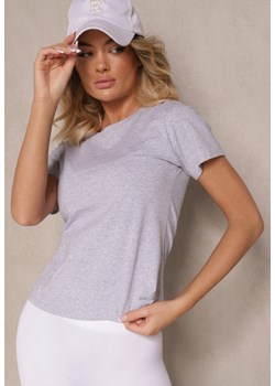 Szary Casualowy Bawełniany T-shirt Rivali ze sklepu renee.pl w kategorii Bluzki damskie - zdjęcie 179942067