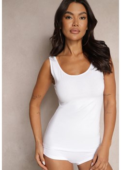 Biały Dopasowany Top z Bawełny na Szerokich Ramiączkach Ravilina - id: 17K538-71-WHITE - marki Renee - 179942275 Biały Dopasowany Top z Bawełny na Szerokich Ramiączkach Ravilina ze sklepu renee.pl w kategorii Bluzki damskie - zdjęcie 179942275