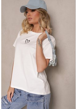 Biała Bawełniana Bluzka z Motywem Serca Nalithra ze sklepu renee.pl w kategorii Bluzki damskie - zdjęcie 179942569