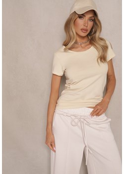 Beżowy T-shirt Basic z Bawełny Liaselle ze sklepu renee.pl w kategorii Bluzki damskie - zdjęcie 179952487