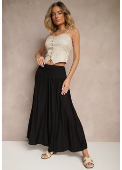 Czarne Spodnie o Szerokim Kroju Kuloty High Waist o Długości 7/8 Ulanova ze sklepu renee.pl w kategorii Spodnie damskie - zdjęcie 179953148