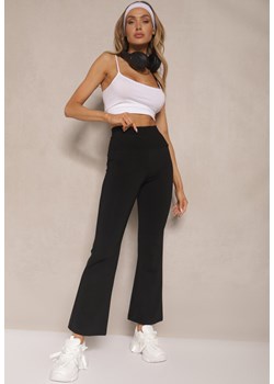 Czarne Legginsy High Waist o Fasonie Flare Nallirea ze sklepu renee.pl w kategorii Spodnie damskie - zdjęcie 179953349