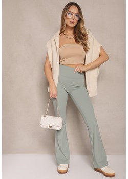 Miętowe Legginsy Dzwony High Waist Korivienne ze sklepu renee.pl w kategorii Spodnie damskie - zdjęcie 179955815
