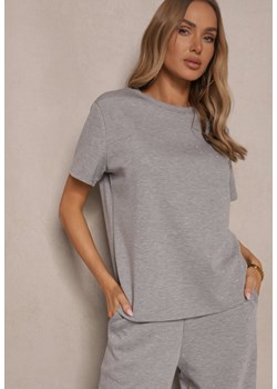 Szary T-shirt z Wiskozą i Cyrkoniami Erritia ze sklepu renee.pl w kategorii Bluzki damskie - zdjęcie 179957388