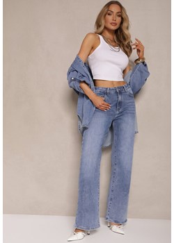 Niebieskie Jeansy High Waist Szerokie z Dodatkiem Bawełny Rivlio ze sklepu renee.pl w kategorii Jeansy damskie - zdjęcie 179959039