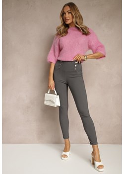Szare Legginsy High Waist z Ozdobnymi Guzikami Kolowenia ze sklepu renee.pl w kategorii Spodnie damskie - zdjęcie 179959549