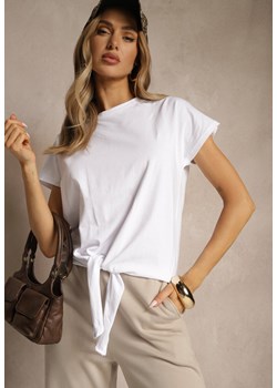 Biały Bawełniany T-shirt Wiązany u Dołu Sunalina ze sklepu renee.pl w kategorii Bluzki damskie - zdjęcie 179961786