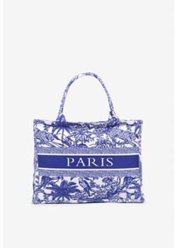 Niebieska Torebka Shopperka z Tropikalnym Wzorem i Napisem Alirisse ze sklepu renee.pl w kategorii Torby Shopper bag - zdjęcie 179962346