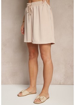 Beżowe Szorty z Wiskozą High Waist Puvione ze sklepu renee.pl w kategorii Szorty - zdjęcie 179962607