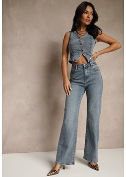 Niebieskie Jeansy High Waist z Szeroką Nogawką Uliswena ze sklepu renee.pl w kategorii Jeansy damskie - zdjęcie 179962659