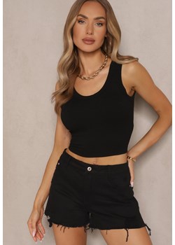 Czarny Tank Top Prążkowany Toslina ze sklepu renee.pl w kategorii Bluzki damskie - zdjęcie 179967346