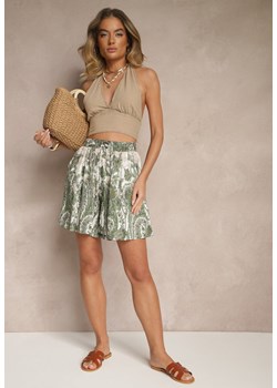 Zielone Szorty z Wiskozy High Waist z Roślinnym Wzorem Orrisell ze sklepu renee.pl w kategorii Szorty - zdjęcie 179967407