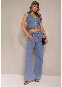 Jasnoniebieskie Jeansy High Waist z Szeroką Nogawką Nadell ze sklepu renee.pl w kategorii Jeansy damskie - zdjęcie 179967975