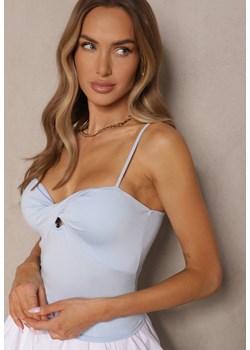 Jasnoniebieski Top z Wiskozą z Usztywnionymi Miseczkami i Marszczeniem Meradoria ze sklepu renee.pl w kategorii Bluzki damskie - zdjęcie 179968595