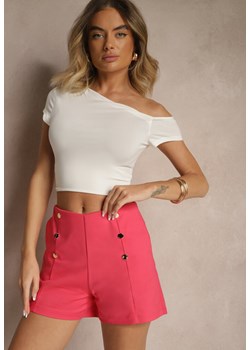 Fuksjowe Bawełniane Szorty High Waist Ozdobione Guzikami Seporiae ze sklepu renee.pl w kategorii Szorty - zdjęcie 179968686