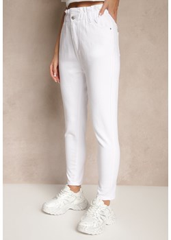 Białe Jeansy z Bawełny Mom Fit High Waist Folima ze sklepu renee.pl w kategorii Jeansy damskie - zdjęcie 179969359