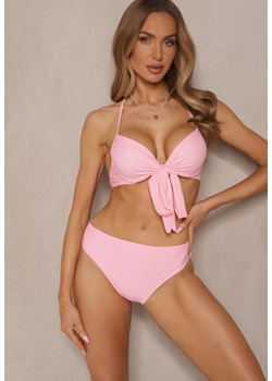 Różowe Bikini  Majtki Figi Biustonosz z Wiązaniem i Kwiatowe Pareo Folanira ze sklepu renee.pl w kategorii Stroje kąpielowe - zdjęcie 179969467