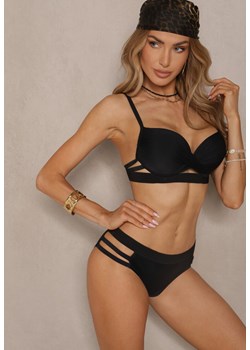 Czarne Bikini z Ozdobnymi Wycięciami Wiązany Biustonosz i Majtki Figi Kinessa ze sklepu renee.pl w kategorii Stroje kąpielowe - zdjęcie 179970038