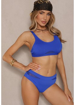 Niebieskie Bikini Biustonosz i Majtki Typu Figi Zdobione Siateczką Natelina ze sklepu renee.pl w kategorii Stroje kąpielowe - zdjęcie 179971845