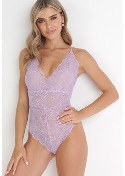 Fioletowe Koronkowe Body na Cienkich Ramiączkach Vanelanie ze sklepu born2be.pl w kategorii Body damskie - zdjęcie 180000329