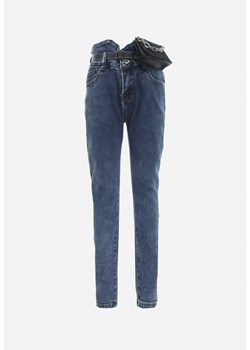 Niebieskie Jeansy Skinny z Paskiem i Saszetką Nigoveni ze sklepu born2be.pl w kategorii Spodnie dziewczęce - zdjęcie 180015057