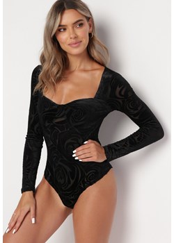 Czarne Welurowe Body z Głębokim Dekoltem Dandie ze sklepu born2be.pl w kategorii Body damskie - zdjęcie 180020388